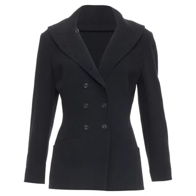 Karl Lagerfeld Vintage Black Wool Shawl Collar Double Breasetd Blazer Fr38 M