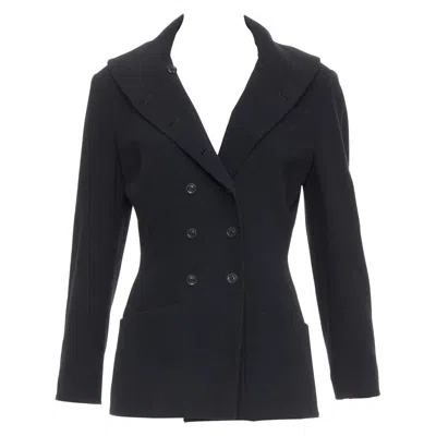 Pre-owned Karl Lagerfeld Vintage Black Wool Shawl Collar Double Breasetd Blazer Fr38 M