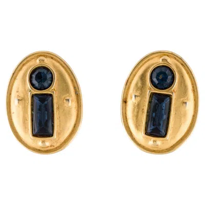 Pre-owned Karl Lagerfeld Vintage Crystal Clip-on Earrings In Multi