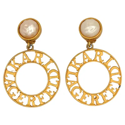 Pre-owned Karl Lagerfeld Vintage Cut Out Hoop Earrings In Multi