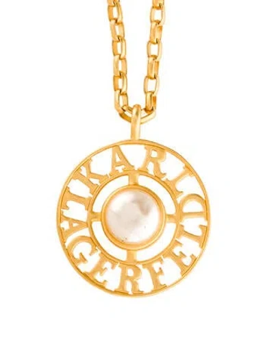 Pre-owned Karl Lagerfeld Vintage Faux Pearl Medallion Pendant Necklace, 44" In Multi