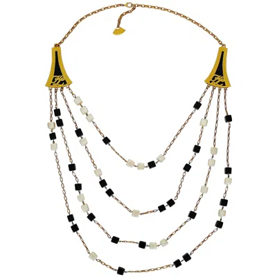 Pre-owned Karl Lagerfeld Vintage Four Strand Sautoir Necklace In Sand