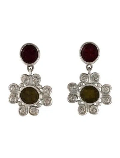Pre-owned Karl Lagerfeld Vintage Glass Clip-on Earrings In Multi