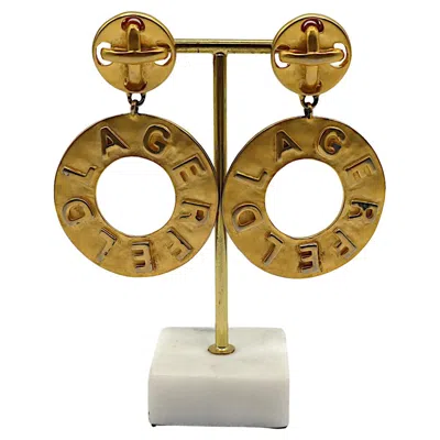 Pre-owned Karl Lagerfeld Vintage Gold Tone Hoop Earrings In Multi