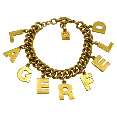 Pre-owned Karl Lagerfeld Vintage Gold Tone Lettering Charm Bracelet In Multi