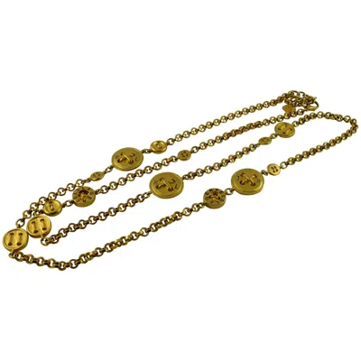 Pre-owned Karl Lagerfeld Vintage Iconic Gold Button Sautoir