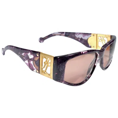 Pre-owned Karl Lagerfeld Vintage  4604 Marble Gold & Fuchsia 1980 Germany Sunglasses In Brown