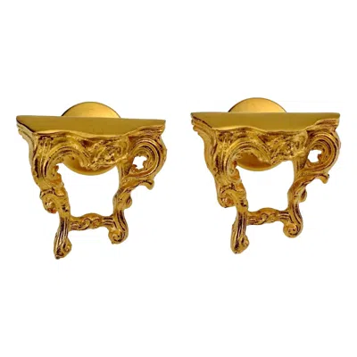 Pre-owned Karl Lagerfeld Vintage  Baroque Table Cuff Links In Brown