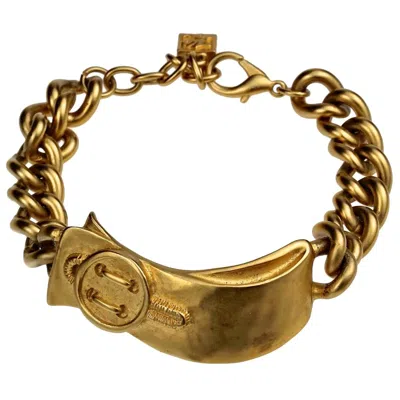 Pre-owned Karl Lagerfeld Vintage  Button Novelty Chain Bracelet In Brown
