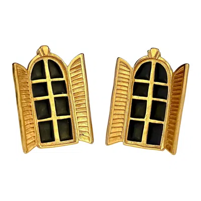 Pre-owned Karl Lagerfeld Vintage  French Window Enamel Earrings In Orange