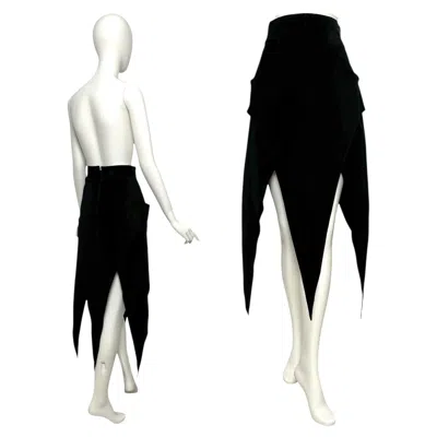 Pre-owned Karl Lagerfeld Vintage  F/w 1993 Runway Collection Black Suede A-line Skirt