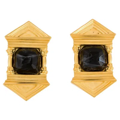 Pre-owned Karl Lagerfeld Vintage  Glass Greek Temple Clip-on Earring In Multi