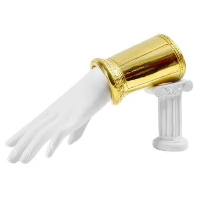 Pre-owned Karl Lagerfeld Vintage  Gold Tone Cuff Bracelet, Circa 1980s, 286g In Multi