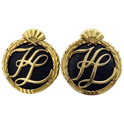 Pre-owned Karl Lagerfeld Vintage  Iconic Logo Earrings In Black
