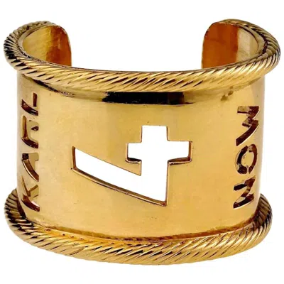 Pre-owned Karl Lagerfeld Vintage  "karl 4 Now" Cutout Cuff Bracelet In Orange