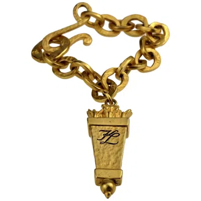 Pre-owned Karl Lagerfeld Vintage  Kl Logo Arrow Quiver Charm Bracelet In Brown