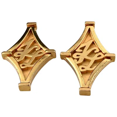 Pre-owned Karl Lagerfeld Vintage  Kl Logo Diamond Earrings In Sand