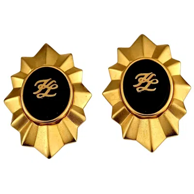 Pre-owned Karl Lagerfeld Vintage  Kl Logo Sun Earrings In Orange