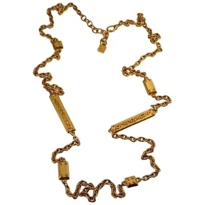 Pre-owned Karl Lagerfeld Vintage  Letter Screw Pallet Long Necklace In Brown