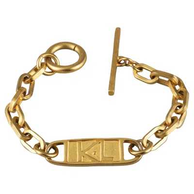 Pre-owned Karl Lagerfeld Vintage  Logo Id Plate Chain Bracelet In Multi