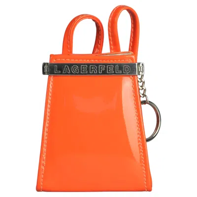 Pre-owned Karl Lagerfeld Vintage  Logo Orange Patent Coin Purse Mini Belt Bag