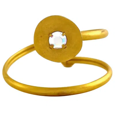 Pre-owned Karl Lagerfeld Vintage  Modernist Spiral Rhinestone Cuff Bracelet In Orange