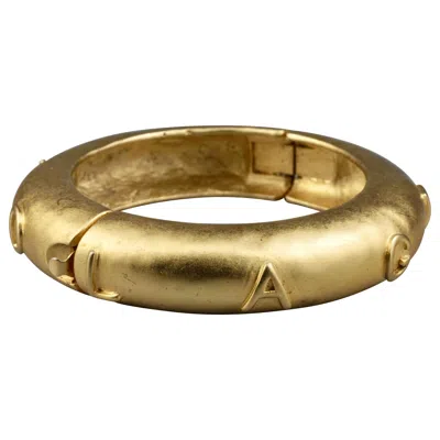 Pre-owned Karl Lagerfeld Vintage  Name Chunky Cuff Bracelet In Brown