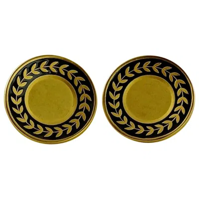 Pre-owned Karl Lagerfeld Vintage  Plate Enamel Earrings In Brown