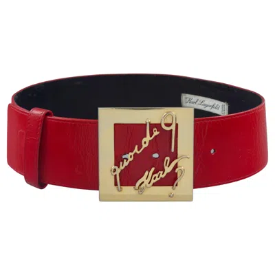 Pre-owned Karl Lagerfeld Vintage  "quoi De 9 Karl?" Red Leather Belt
