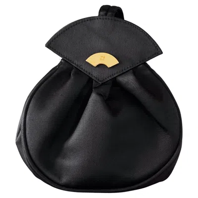 Pre-owned Karl Lagerfeld Vintage  Silk Black Fan Top Handle Bag