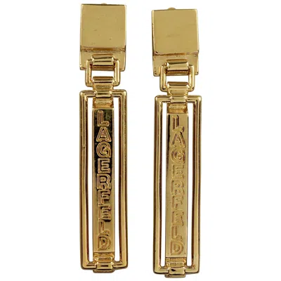 Pre-owned Karl Lagerfeld Vintage  Spelled Out Dangling Earrings In Brown