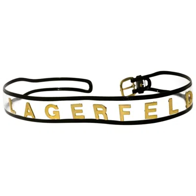 Pre-owned Karl Lagerfeld Vintage  Transparent Gold Letter Belt In Black
