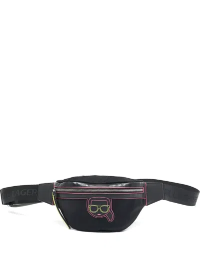 Pre-owned Karl Lagerfeld Vintage K/ikonik Leather Belt Bag In Black