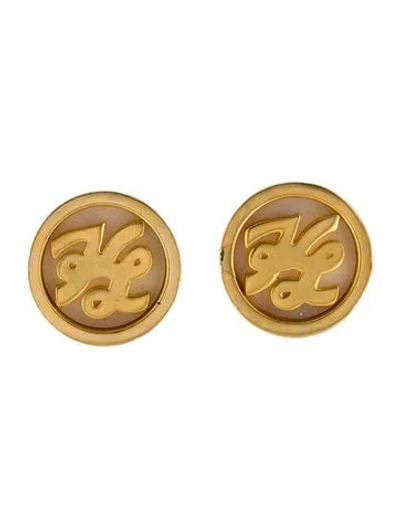 Pre-owned Karl Lagerfeld Vintage Logo Clip-on Earrings In Multi