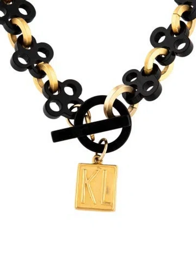Pre-owned Karl Lagerfeld Vintage Lucite Station Necklace, 19.25" In Black