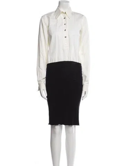 Pre-owned Karl Lagerfeld Vintage Midi Length Dress In White
