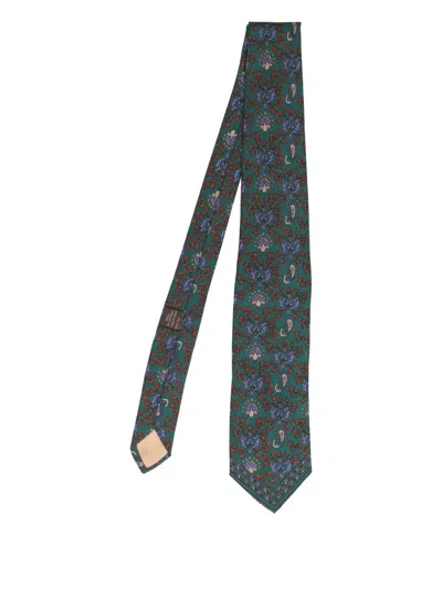 Pre-owned Karl Lagerfeld Vintage Paisley-print Tie In Green