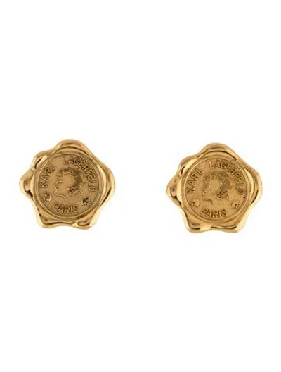 Pre-owned Karl Lagerfeld Vintage Portrait Earrings In Multicolor