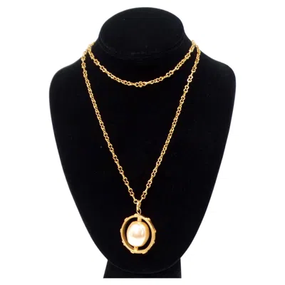 Pre-owned Karl Lagerfeld Vintage Rotating Costume Pearl Pendant Necklace In Multi