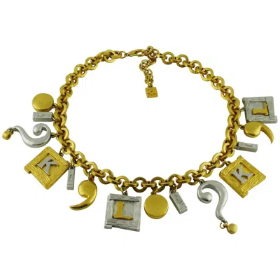 Pre-owned Karl Lagerfeld Vintage Two Tone Charm Necklace In Sand
