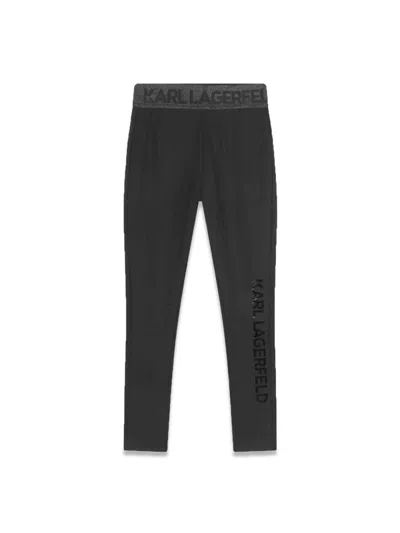 Karl Lagerfeld Viscose Blend Leggings In Black