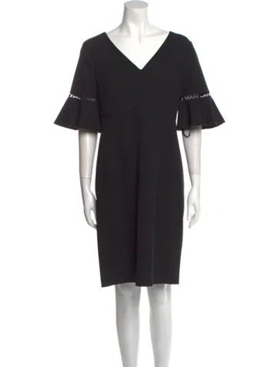 Pre-owned Karl Lagerfeld V-neck Knee-length Dress In Black