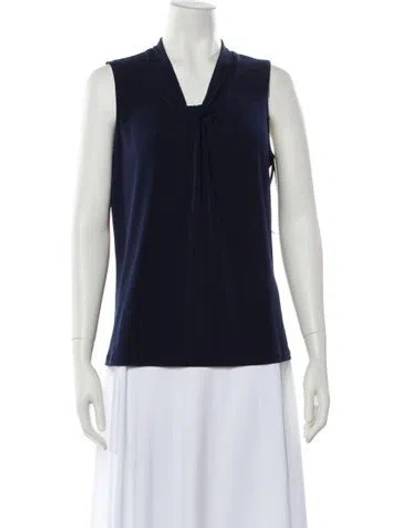 Pre-owned Karl Lagerfeld V-neck Sleeveless Top In Blue