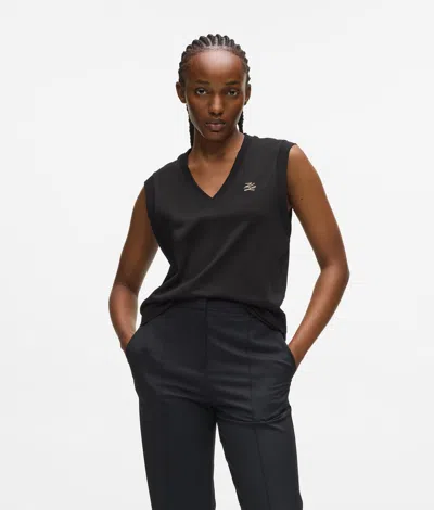 Karl Lagerfeld V-neck Tank Top In Black