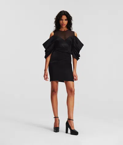 Karl Lagerfeld Volume Sleeve Satin Mini Dress