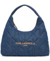 Karl Lagerfeld Voyage Quilted Denim Hobo Bag In Washed Denim