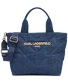 Karl Lagerfeld Voyage Medium Quilted Denim Tote In Washed Denim
