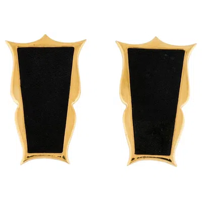Pre-owned Karl Lagerfeld Vvntage Leather Clip-on Earrings In Multi