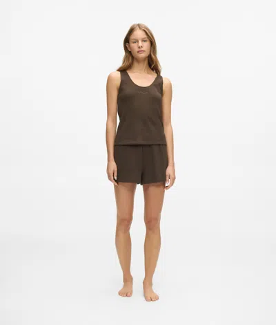 Karl Lagerfeld Waffle Loungewear Shorts In Brown