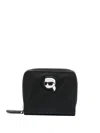 Karl Lagerfeld Ikonik Leather Passport Holder In Black